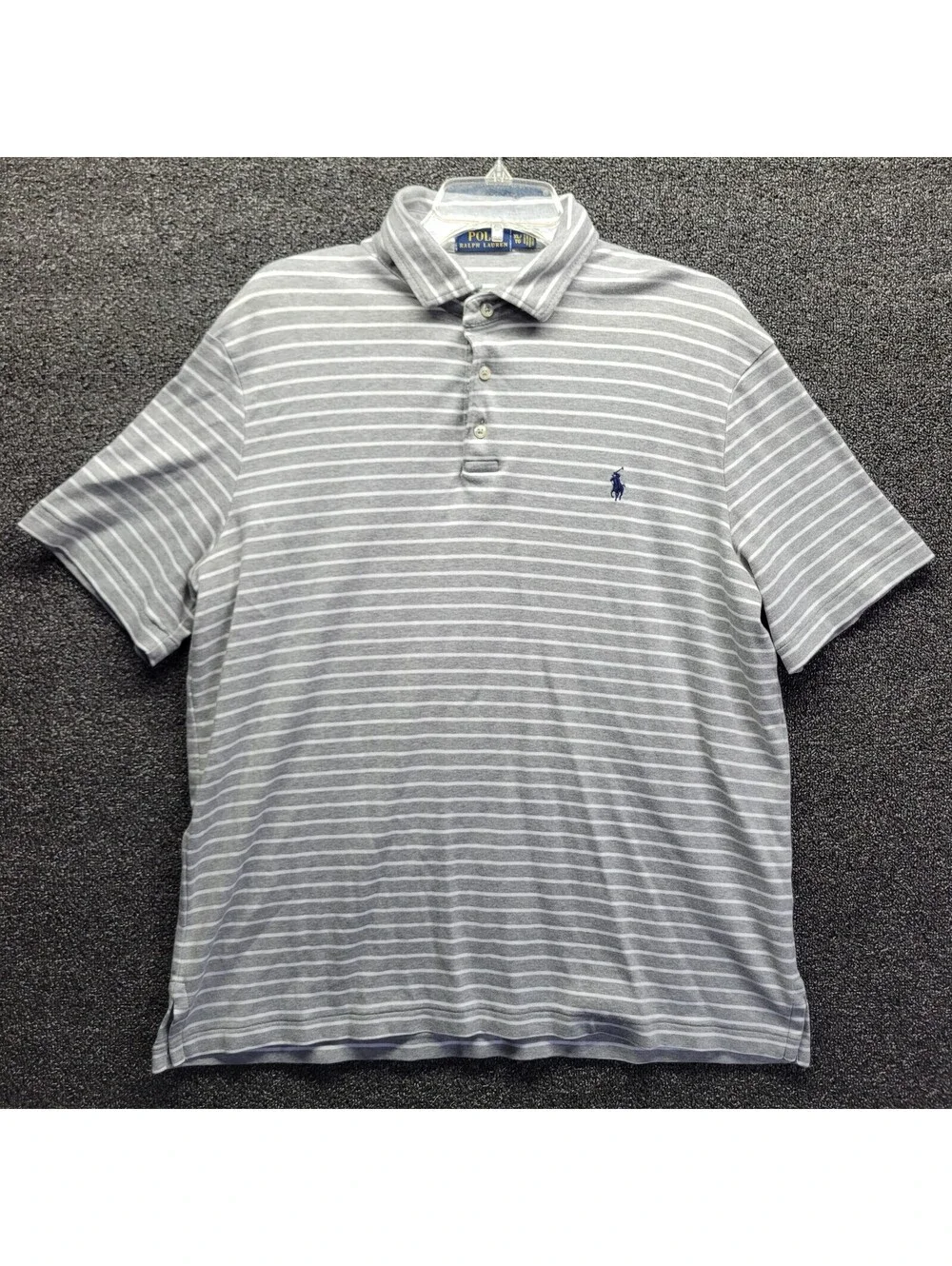Polo Ralph Lauren Polo Shirt Mens Sz XL Gray Striped Pima Soft Touch Cotton Golf